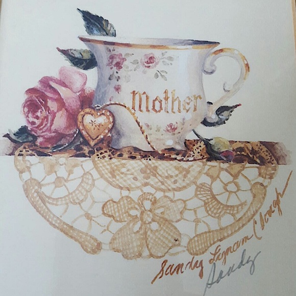 Set of 3 Sandy Lyman Clough Signed Teacup Prints - Picture 4 of 10